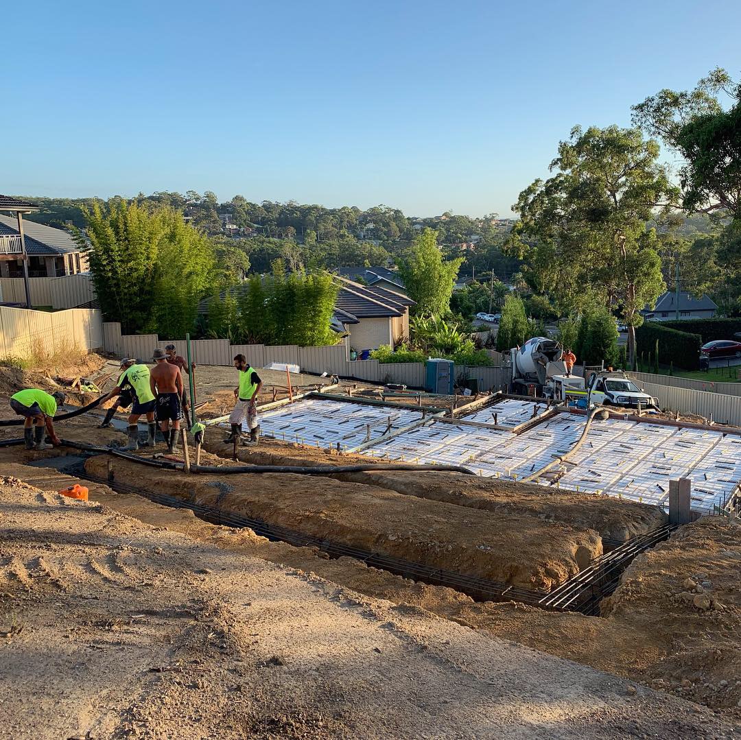 Pouring strip footings on a sloping site at Lake Macquarie